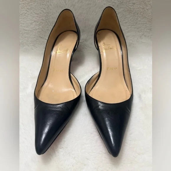 Christian Louboutin Black Pointed-Toe Iriza leather Pumps - Picture 3 of 12